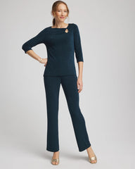 Travelers™ Asymmetrical 3/4 Sleeve Top Teal Shadow - Chico's