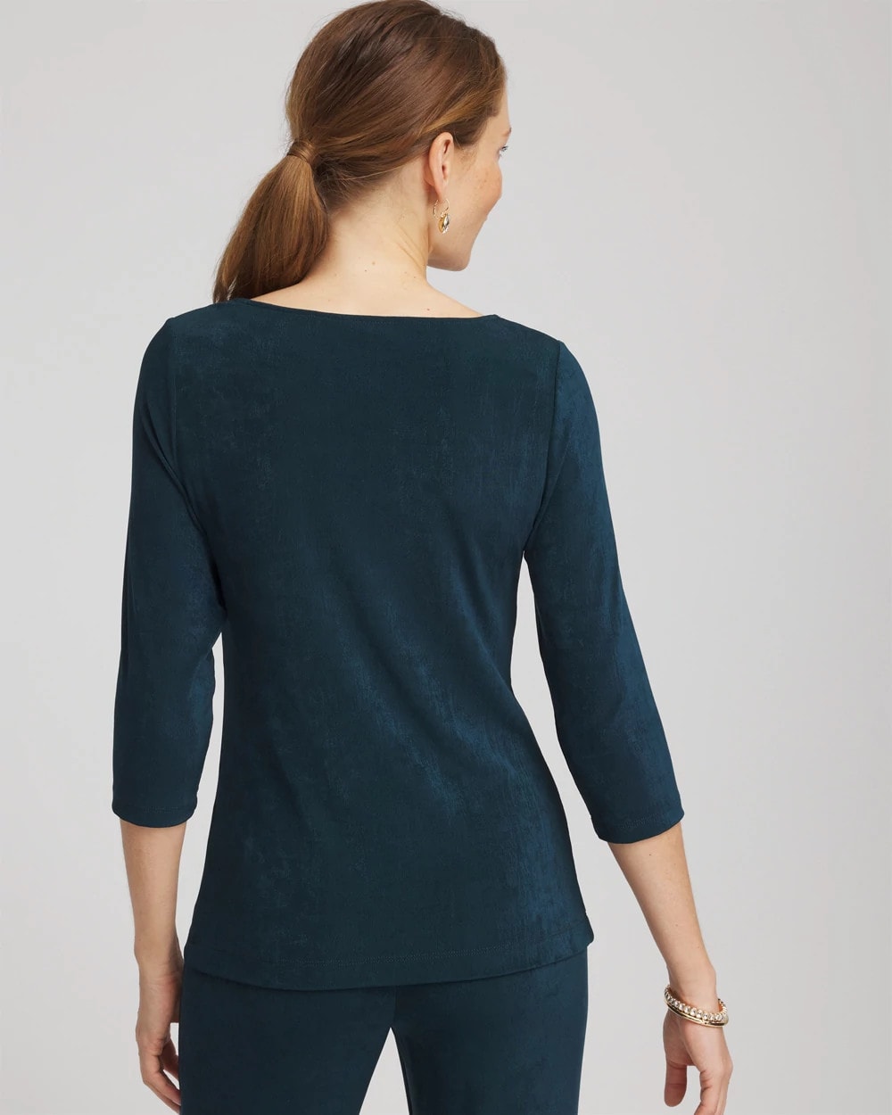 Travelers™ Asymmetrical 3/4 Sleeve Top Teal Shadow - Chico's