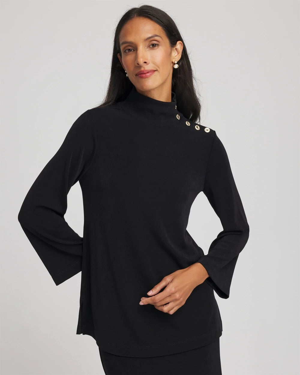 Travelers™ Button Mockneck Top Travelers Black - Chico's