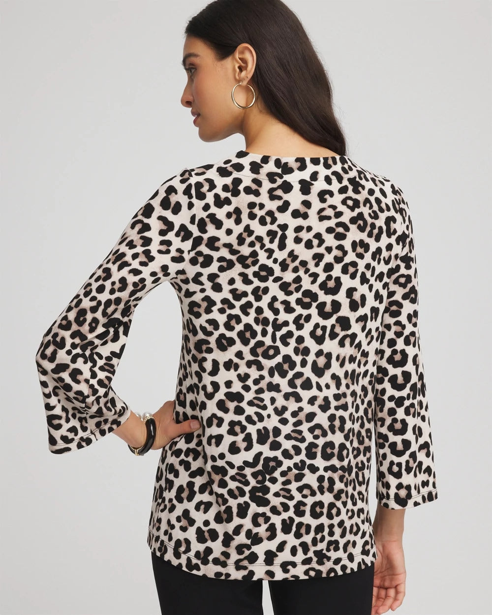 Travelers™ Animal-Print Lattice Top Deep Taupe - Chico's