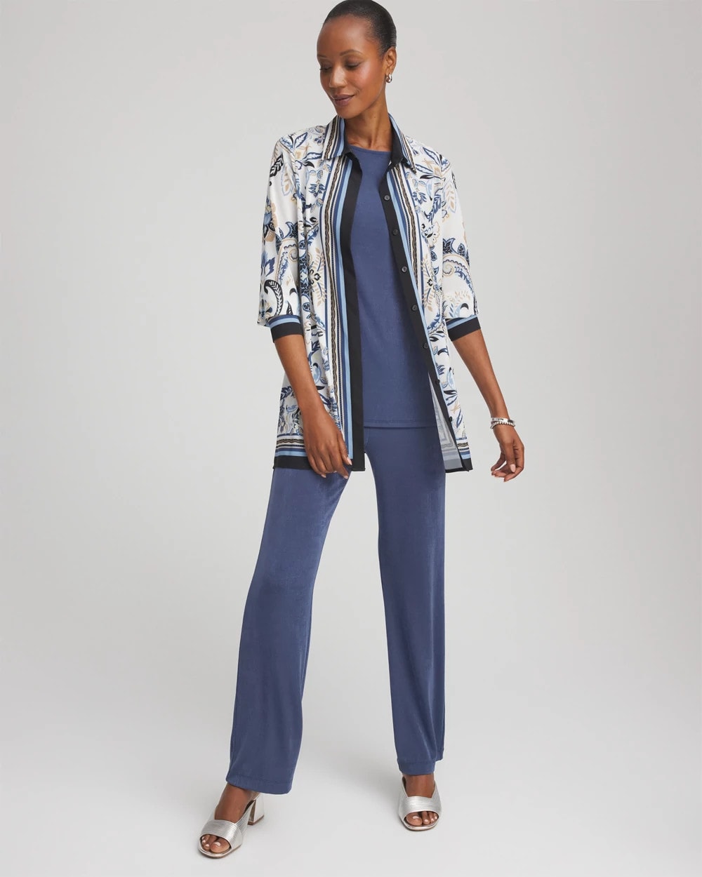 Travelers™ Collection Paisley Mesh Shirt Jacket Canyon Blue - Chico's