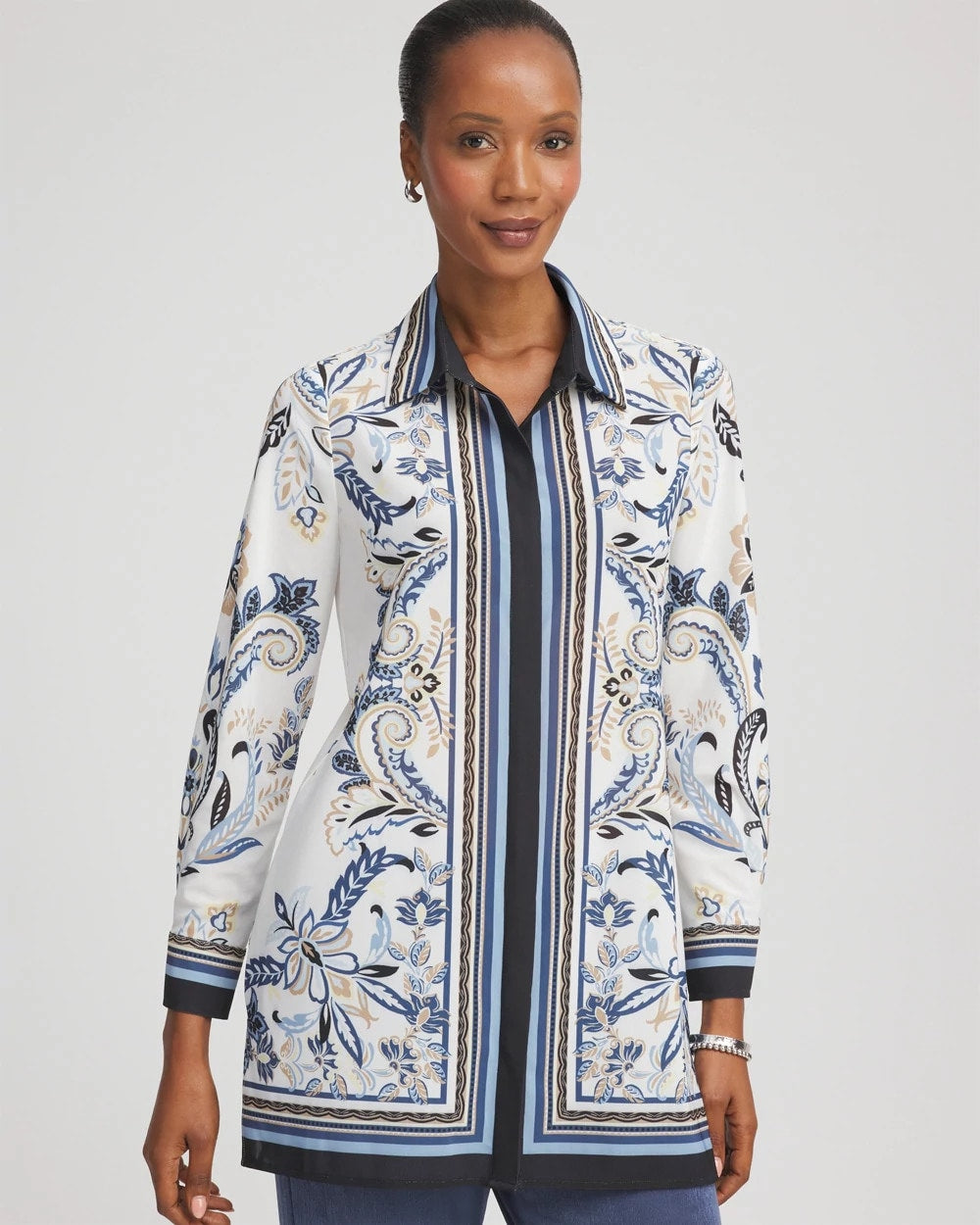 Travelers™ Collection Paisley Mesh Shirt Jacket Canyon Blue - Chico's