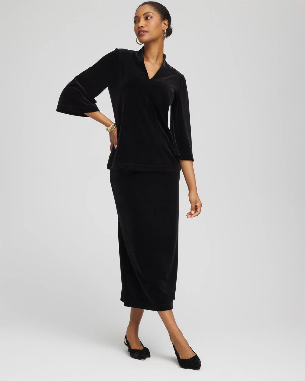 Travelers™ Velvet V-Neck Kimono Sleeve Top Travelers Black - Chico's