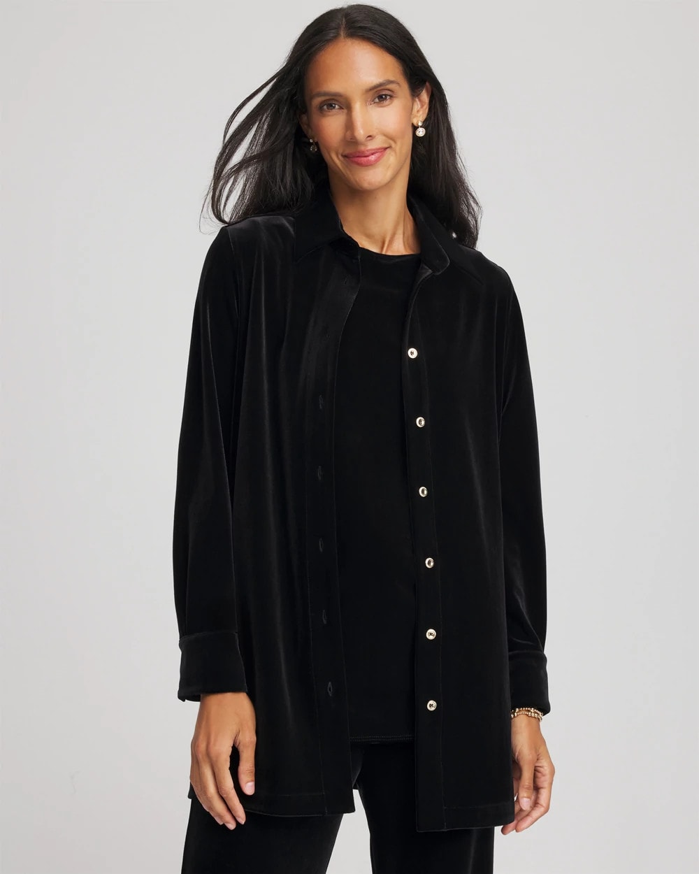 Travelers™ Velvet Button-Down Shirt Travelers Black - Chico's