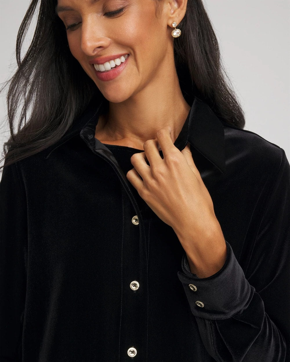 Travelers™ Velvet Button-Down Shirt Travelers Black - Chico's