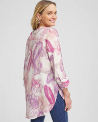 No Iron™ Multi Paisley Linen Tunic French Blush - Chico's