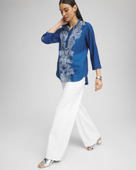 No Iron™ Paisley Buttonback Tunic Seaport - Chico's