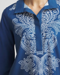 No Iron™ Paisley Buttonback Tunic Seaport - Chico's