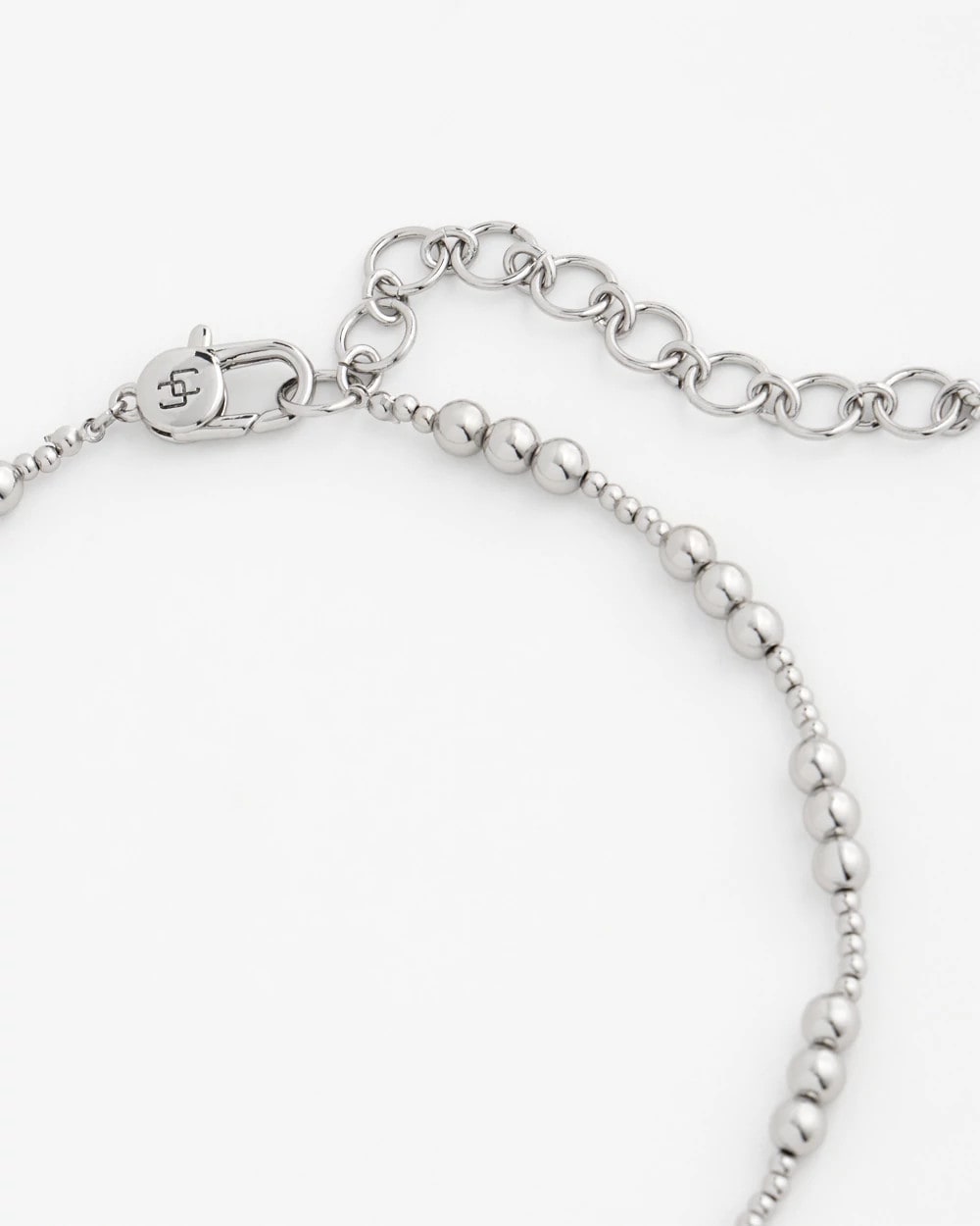 Silvertone Beaded Necklace Silver - Chico's