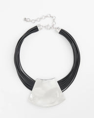 Pendant Bib Necklace Black/Silver - Chico's