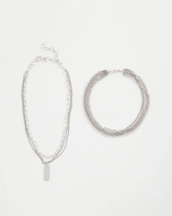 Silver Tone Pave Multistrand Necklace Silver - Chico's