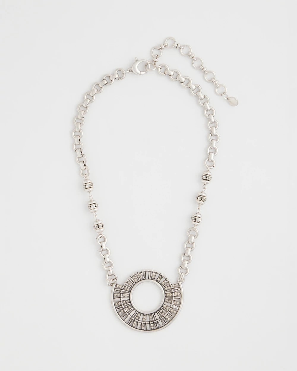Sparkling Silvertone Circle Pendant Necklace Silver - Chico's