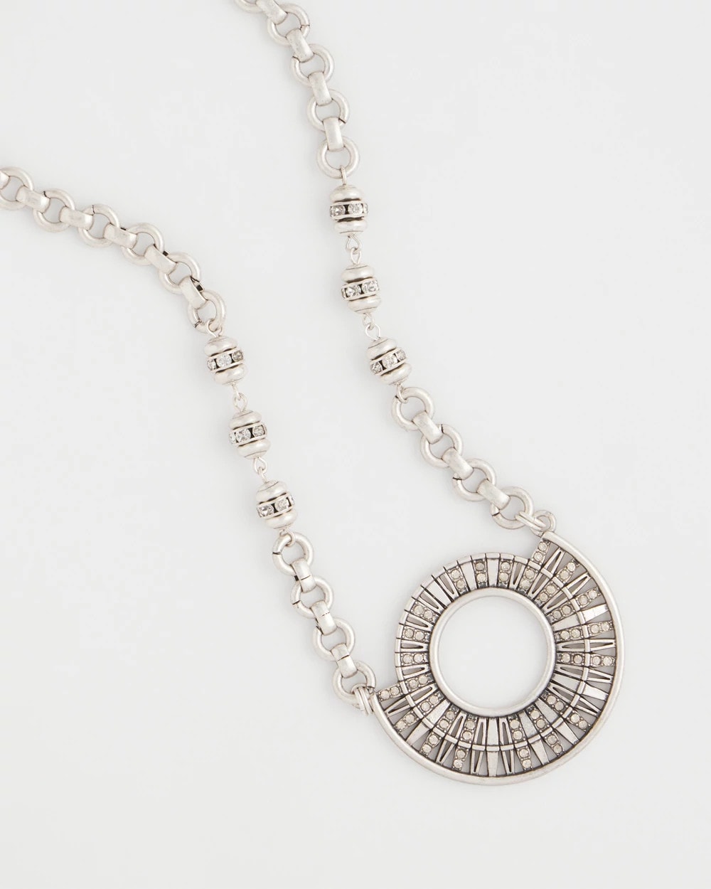 Sparkling Silvertone Circle Pendant Necklace Silver - Chico's