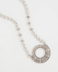 Sparkling Silvertone Circle Pendant Necklace Silver - Chico's