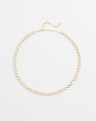 Goldtone Tennis Necklace Gold - Chico's