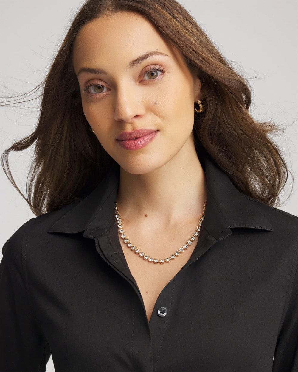 Goldtone Tennis Necklace Gold - Chico's