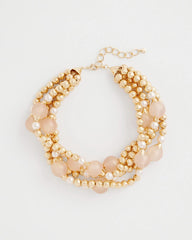 Gold Pink Chunky Beaded Necklace Pink - Chico's