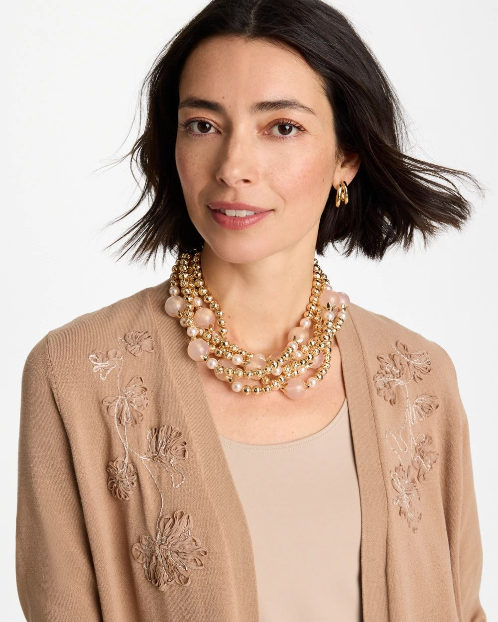 Gold Pink Chunky Beaded Necklace Pink - Chico's