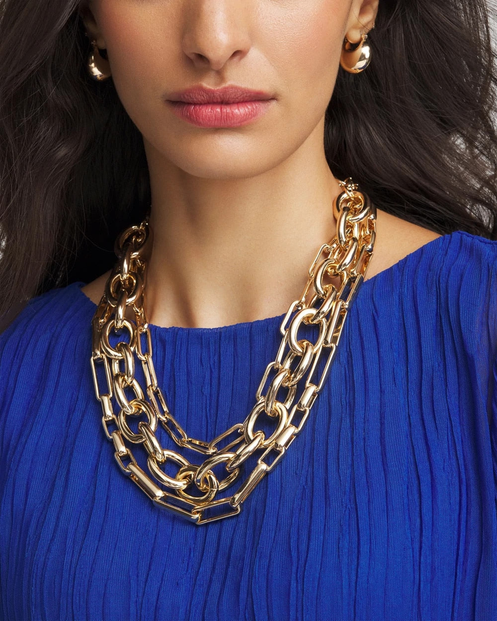 Convertible Three-Strand Chain Necklace Gold - Chico's