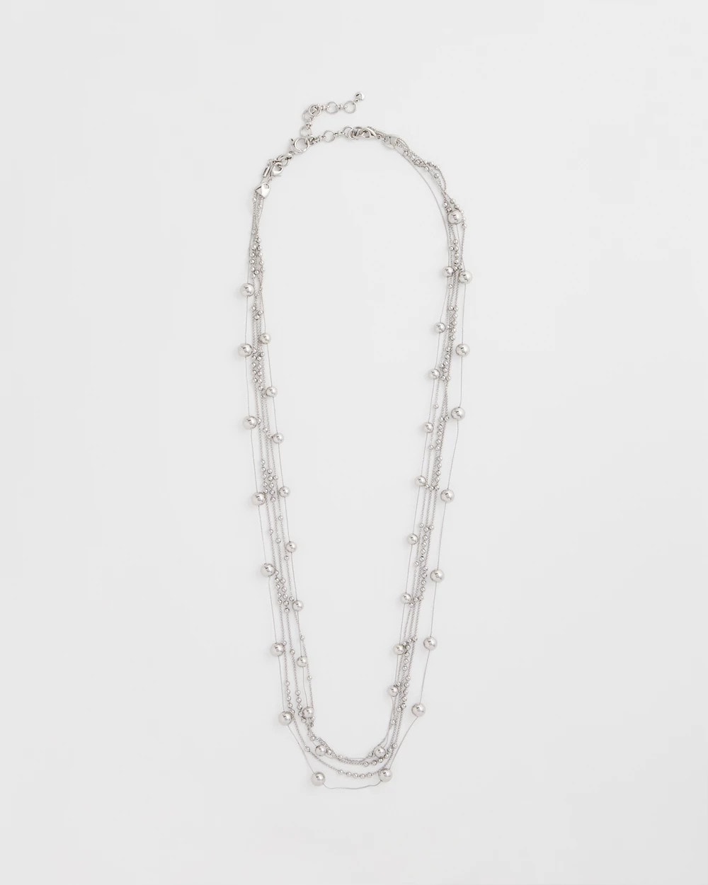 Multistrand Beaded Silvertone Necklace Silver - Chico's