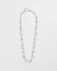 Multistrand Beaded Silvertone Necklace Silver - Chico's