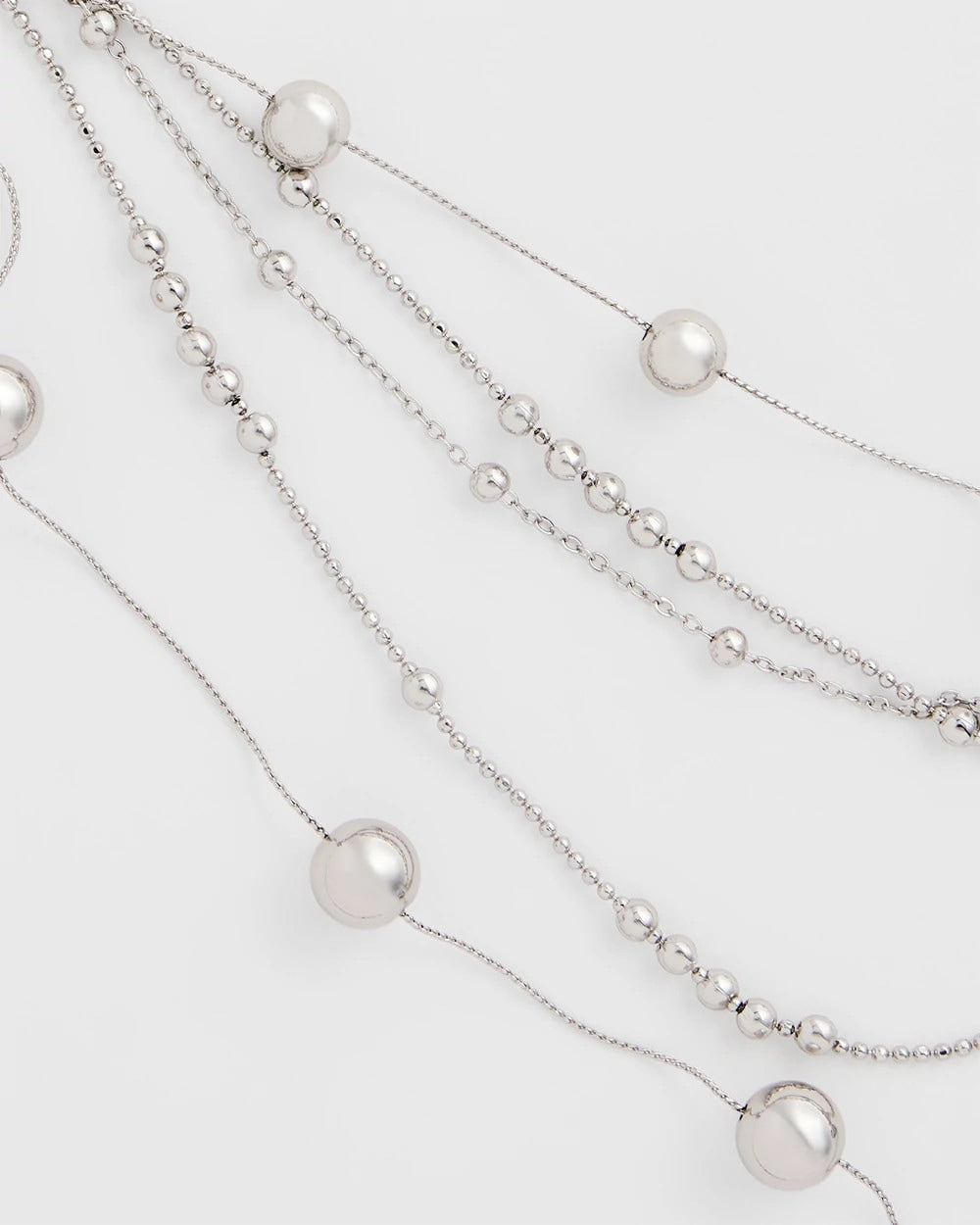 Multistrand Beaded Silvertone Necklace Silver - Chico's
