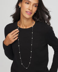 Multistrand Beaded Silvertone Necklace Silver - Chico's