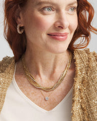 Gold Tone Drop Stone Necklace Gold - Chico's