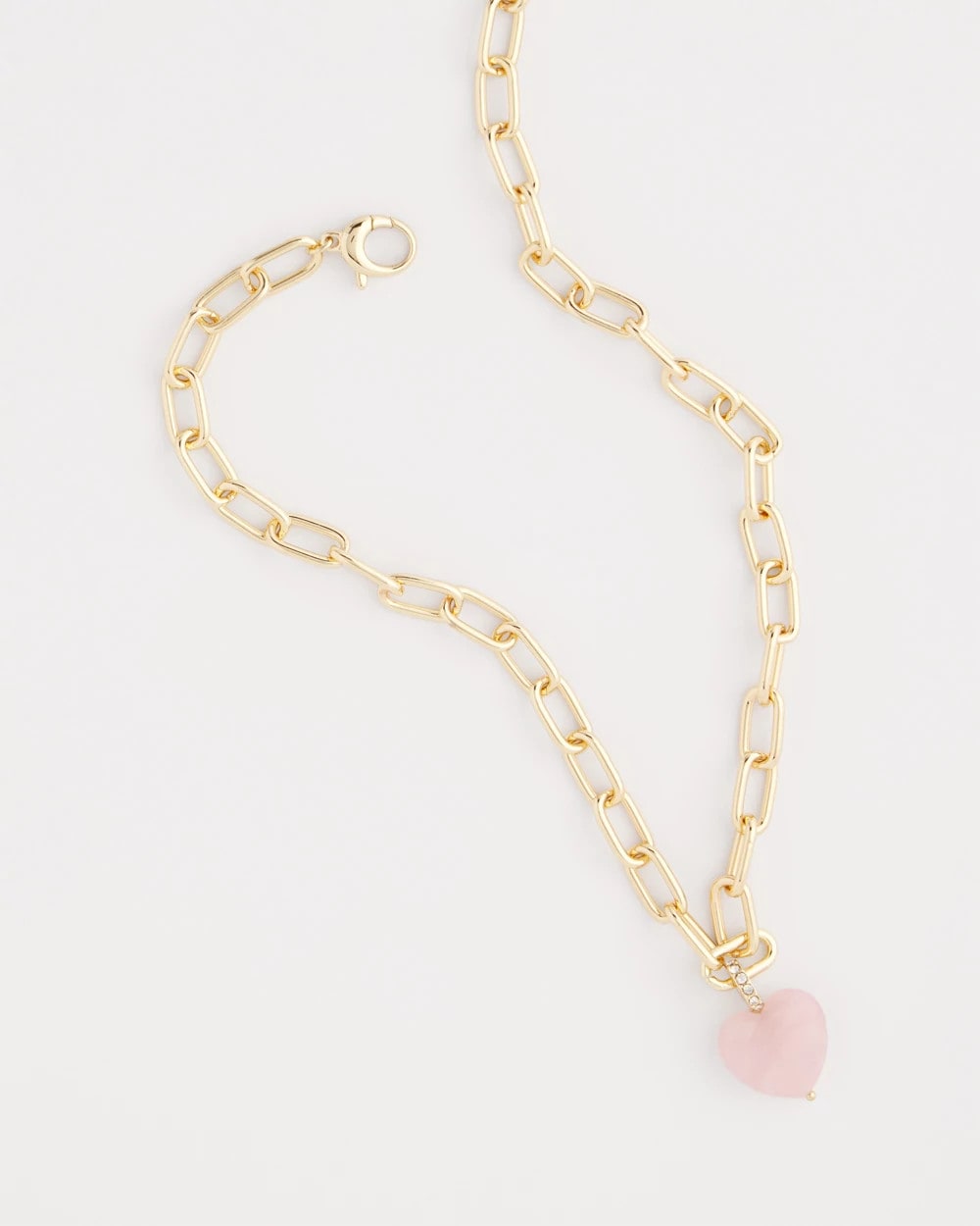 Genuine Quartz Heart Pendant Necklace Pink - Chico's