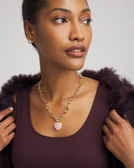Genuine Quartz Heart Pendant Necklace Pink - Chico's