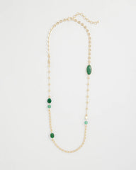 Green Accent Long Single Strand Necklace Green - Chico's