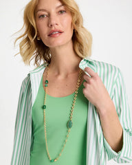 Green Accent Long Single Strand Necklace Green - Chico's