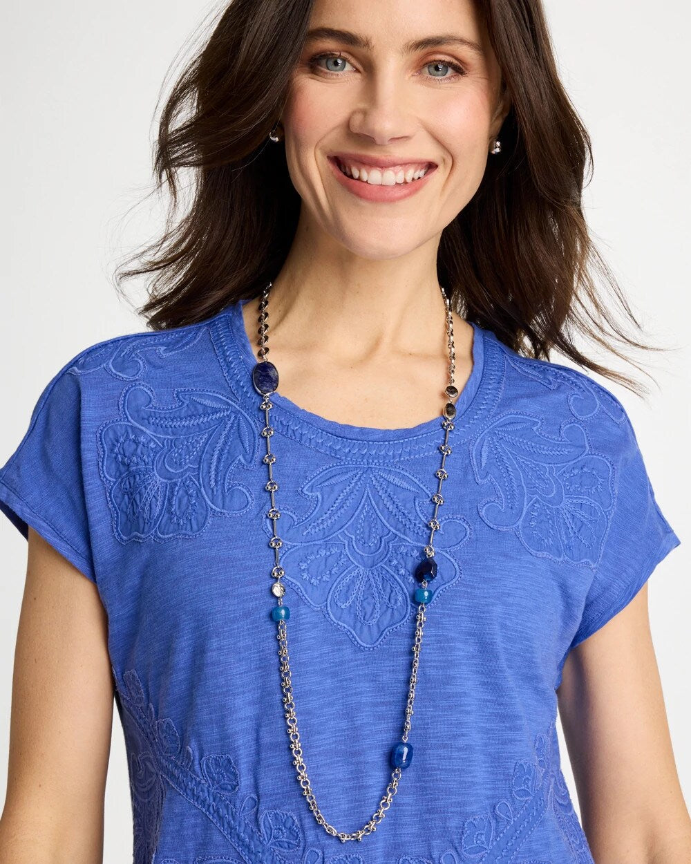 Blue Accent Long Single Strand Necklace Blue - Chico's