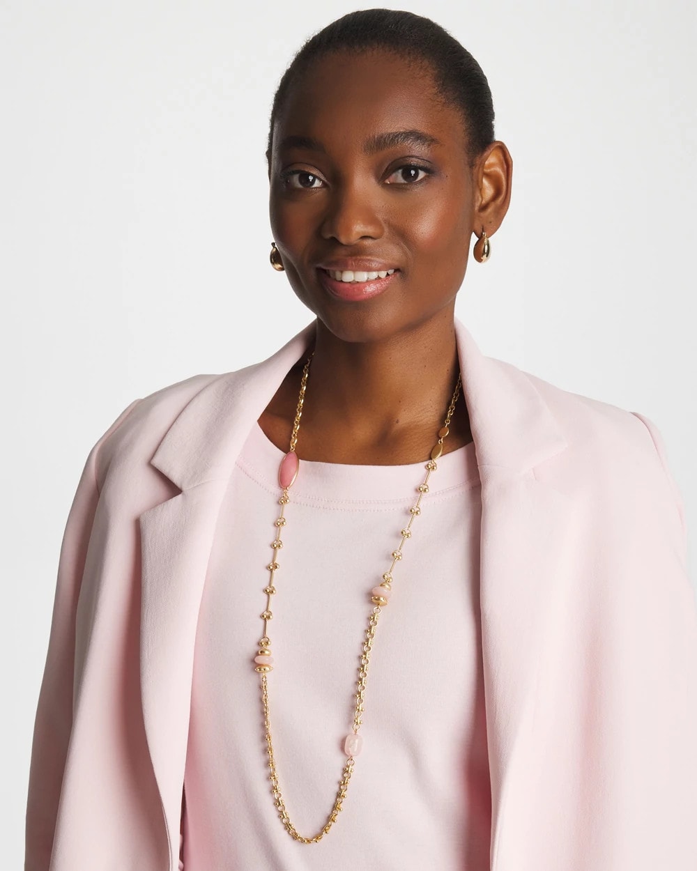 Pink Accent Long Single Strand Necklace Pink - Chico's