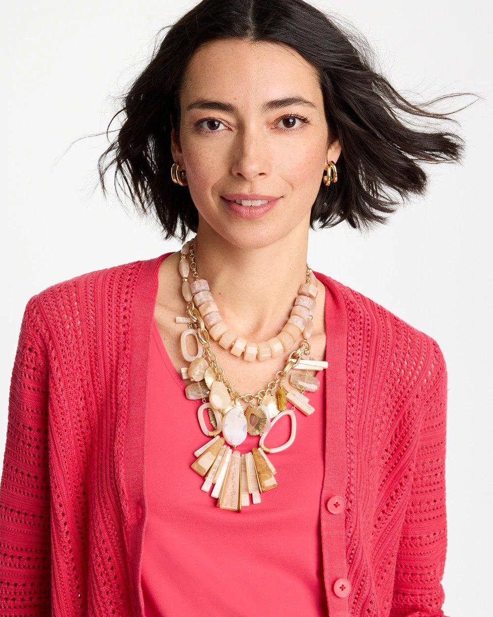 Chico's Originals Neutral Stone Bib Necklace Neutral - Chico's