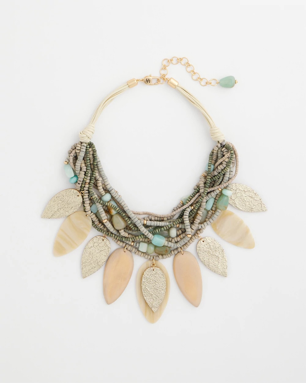 Multistrand Wood Petal Necklace Aqua - Chico's