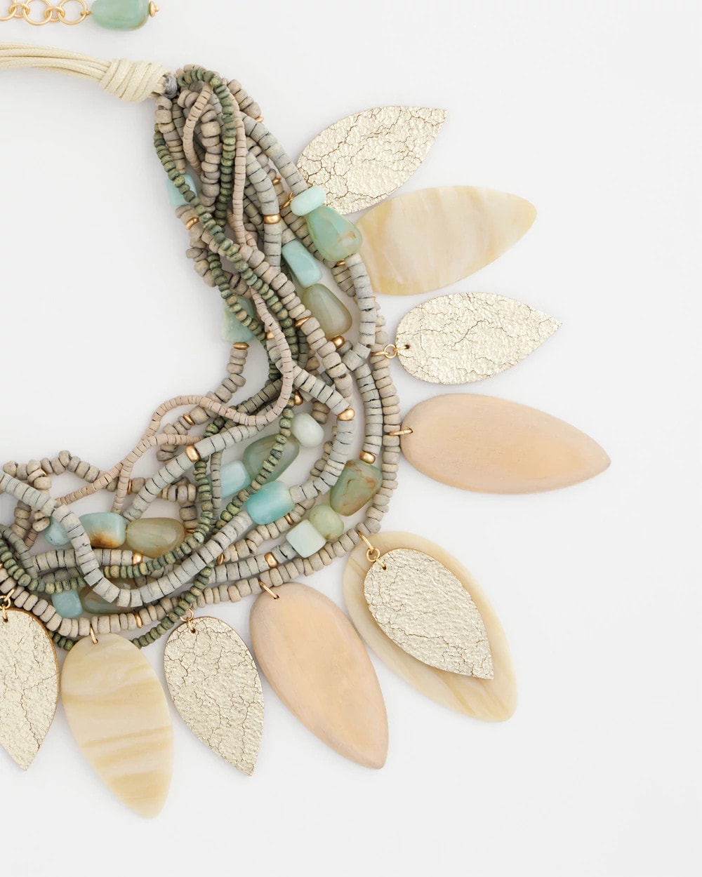 Multistrand Wood Petal Necklace Aqua - Chico's