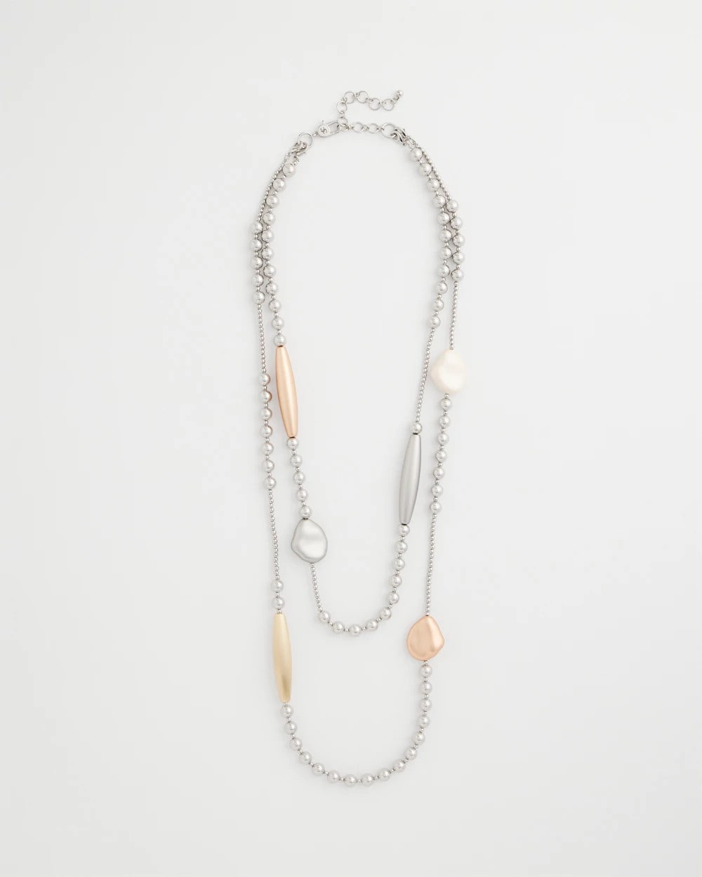 Copper and Silver Double Strand Necklace Mixed Metals - Chico's
