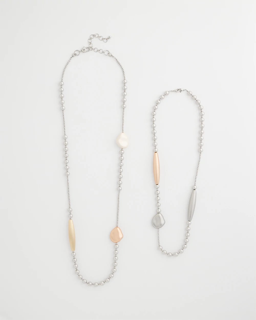Copper and Silver Double Strand Necklace Mixed Metals - Chico's