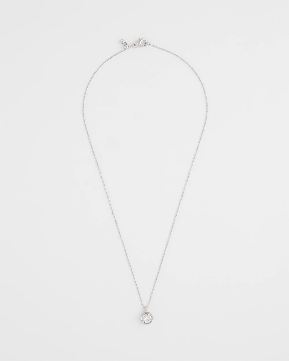 Bezel Set Pendant Silvertone Necklace Silver - Chico's