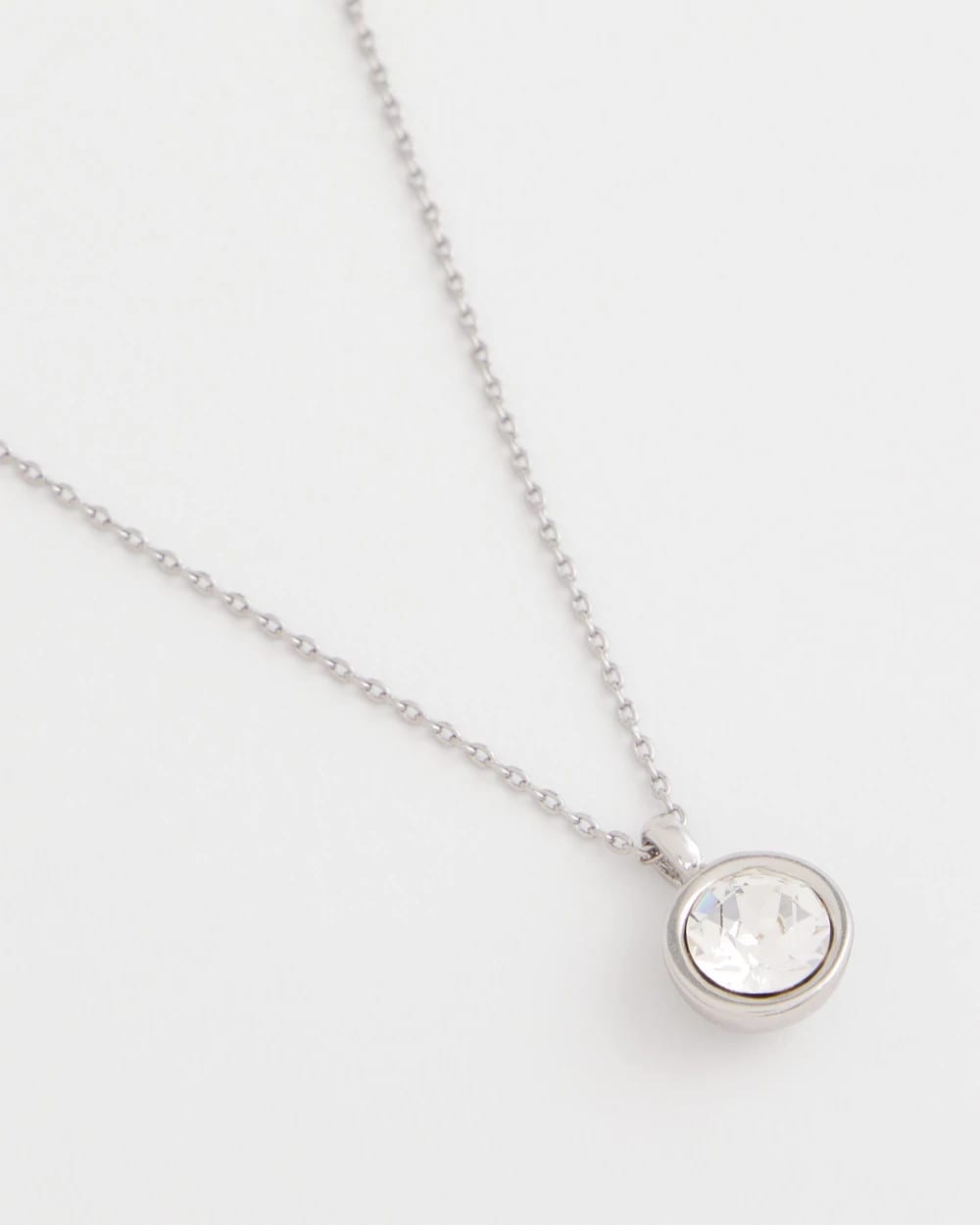 Bezel Set Pendant Silvertone Necklace Silver - Chico's