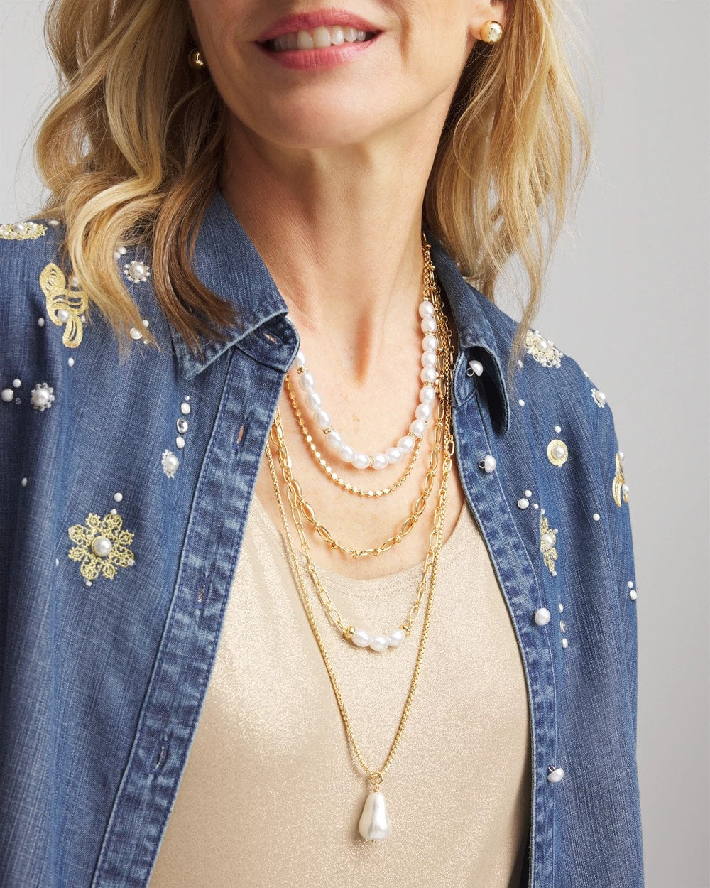 Convertible Pearl Multistrand Necklace Pearl - Chico's