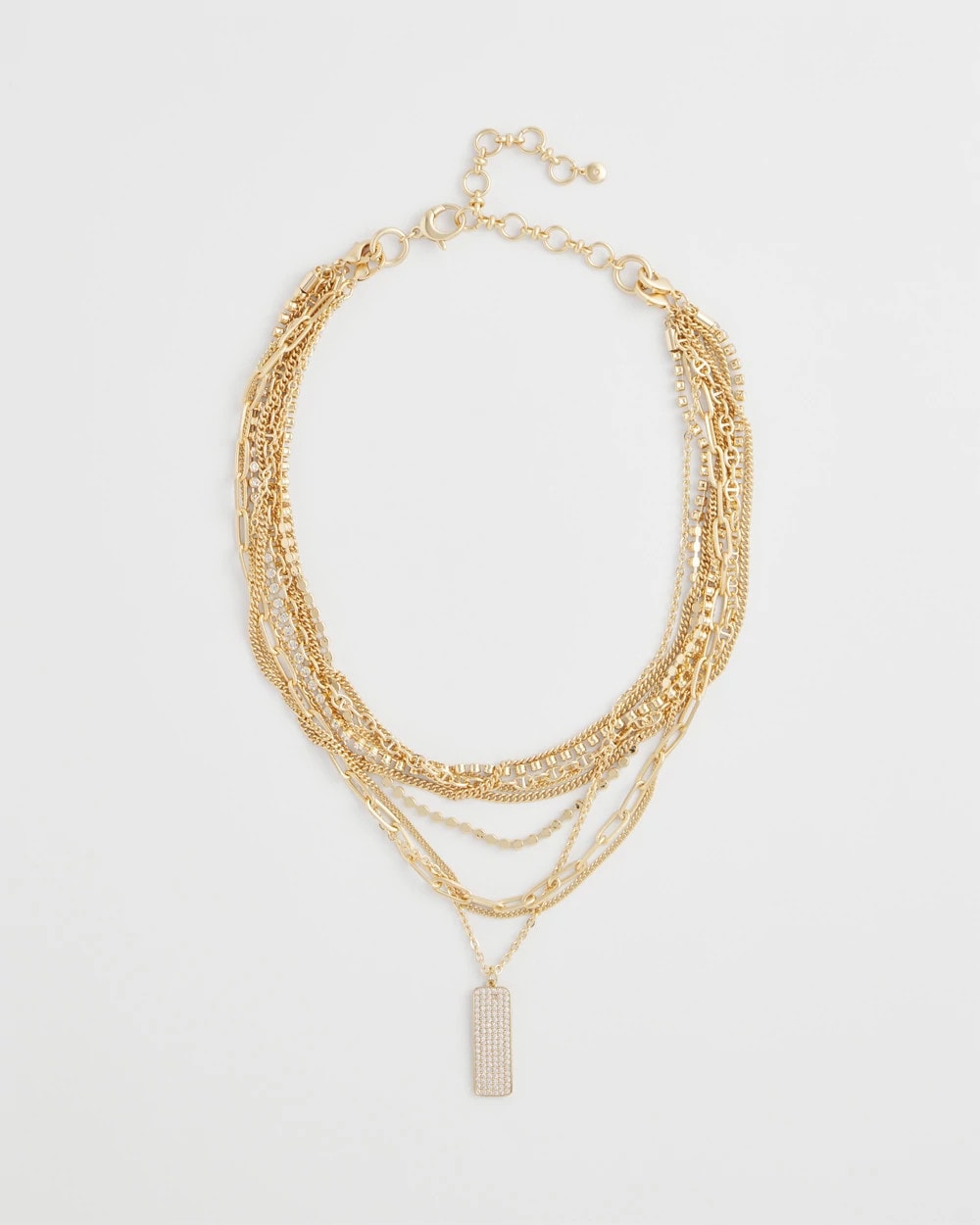 Convertible Gold Pave Pendant Necklace Gold - Chico's