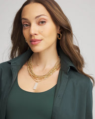 Convertible Gold Pave Pendant Necklace Gold - Chico's