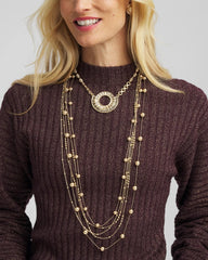 Multistrand Beaded Goldtone Necklace Gold - Chico's