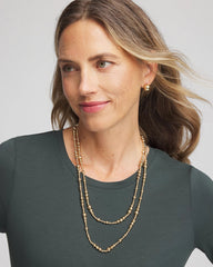 Goldtone Long Beaded Necklace Gold - Chico's