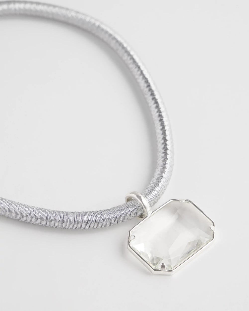 Silvertone Gem Pendant Cord Necklace Silver - Chico's
