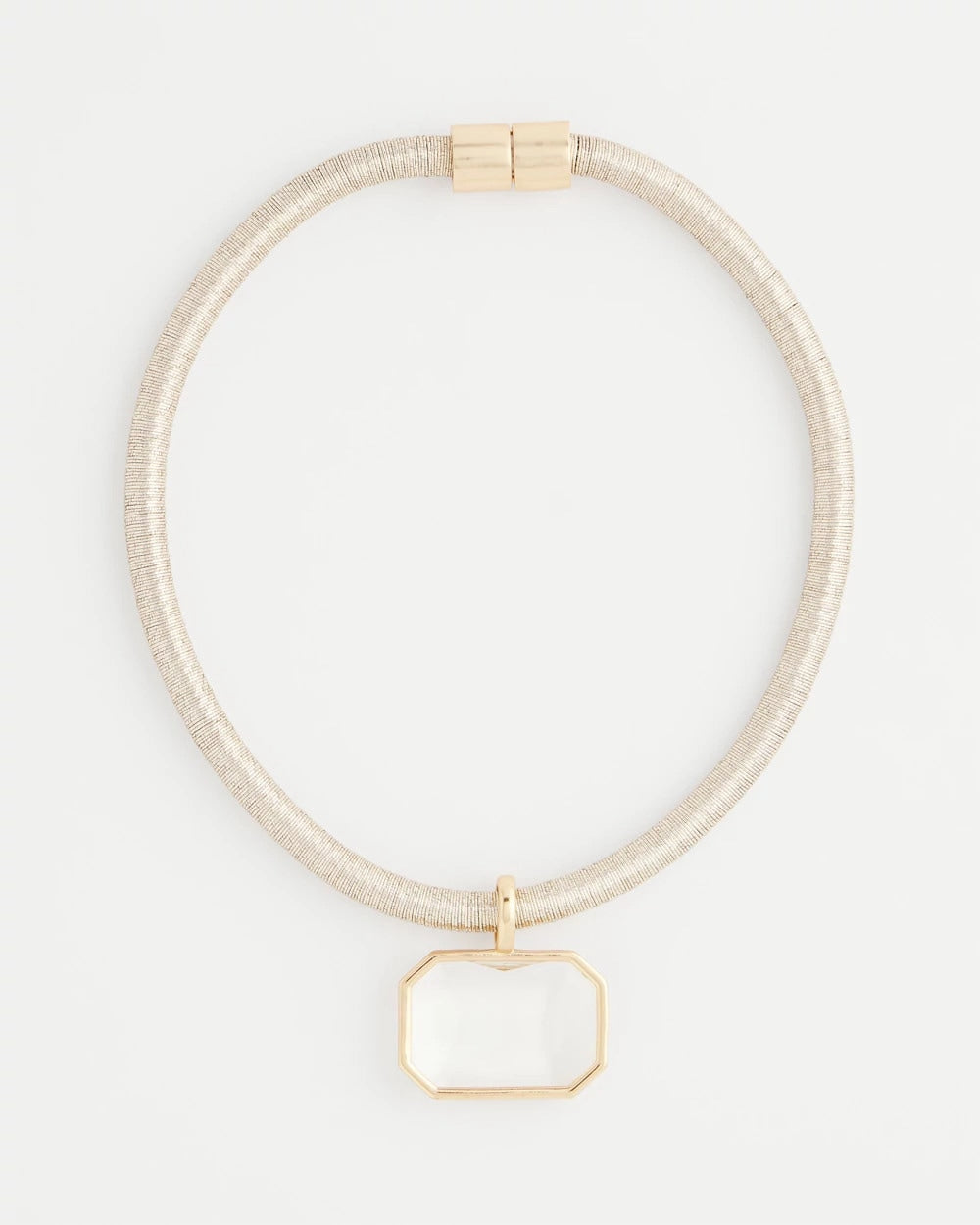 Goldtone Glass Gem Pendant Cord Necklace Gold - Chico's