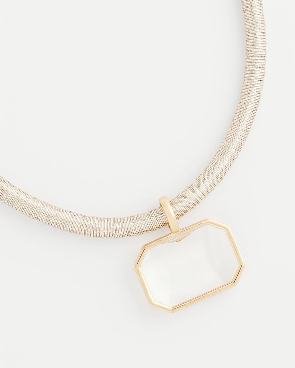 Goldtone Glass Gem Pendant Cord Necklace Gold - Chico's