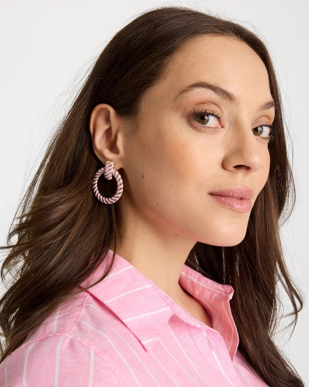 Pink Twist Drop Hoop Earrings Pink - Chico's